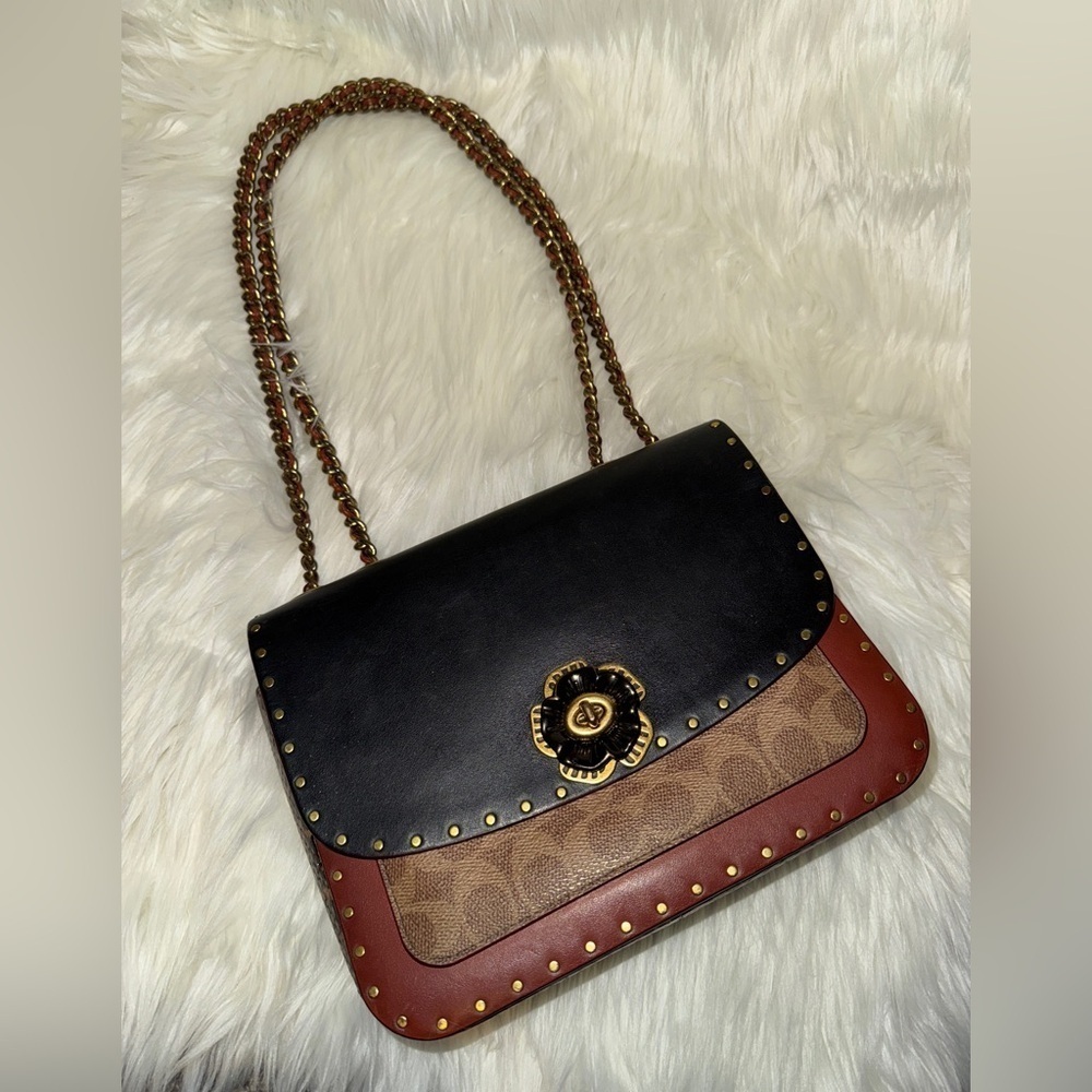 Coach Parker with Rivets and Snakeskin Purse - Picture 8 of 12